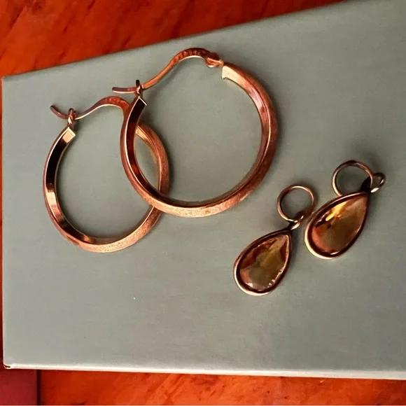 14K Michael Anthony Hoop Earrings / Gold Citrine Jackets - Picture 4 of 16